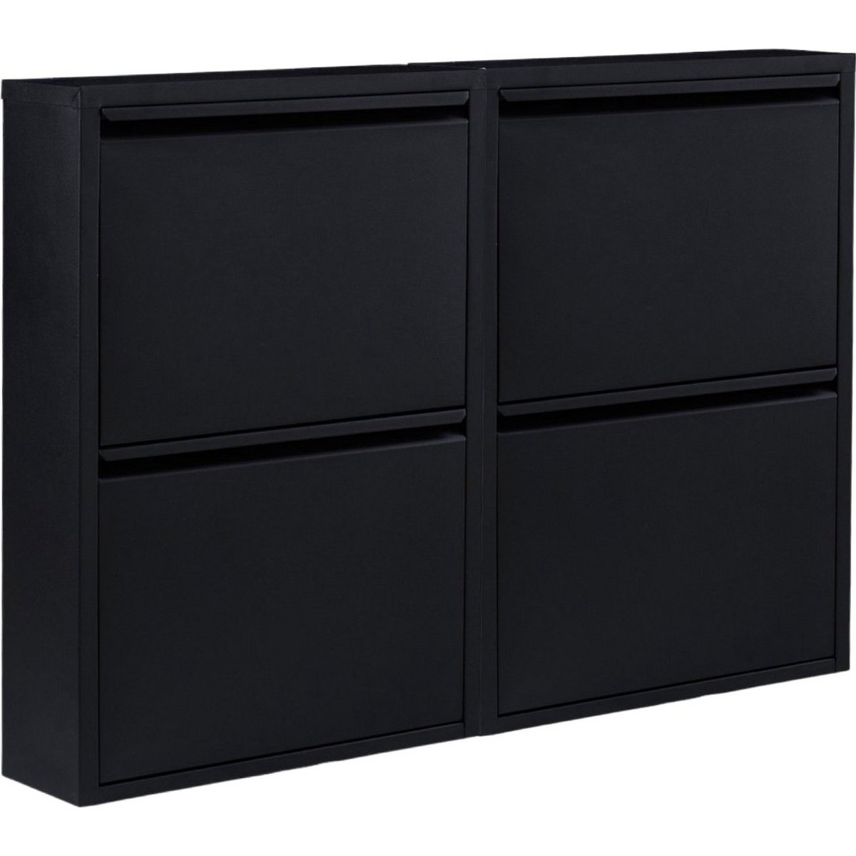Meuble à chaussures en métal noir 4 compartiments - lot de 2 meubles à chaussures | Meuble de rangement pour chaussures fonctionnel | Meuble à chaussures | meuble à chaussures noir mat