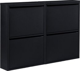 Metal shoe cabinet black 4 compartments - set of 2 shoe cabinets | Functional shoe storage cabinet | Shoe rack | shoe cabinet matt black