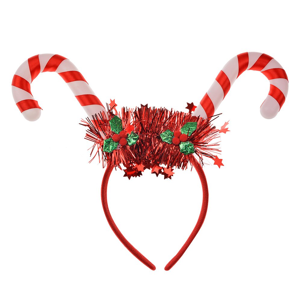Christmas Hair Band 28x3x23 cm Red Plastic Candy Cane Christmas