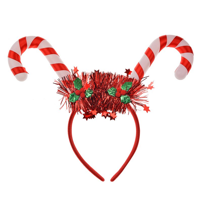 Christmas Hair Band 28x3x23 cm Red Plastic Candy Cane Christmas