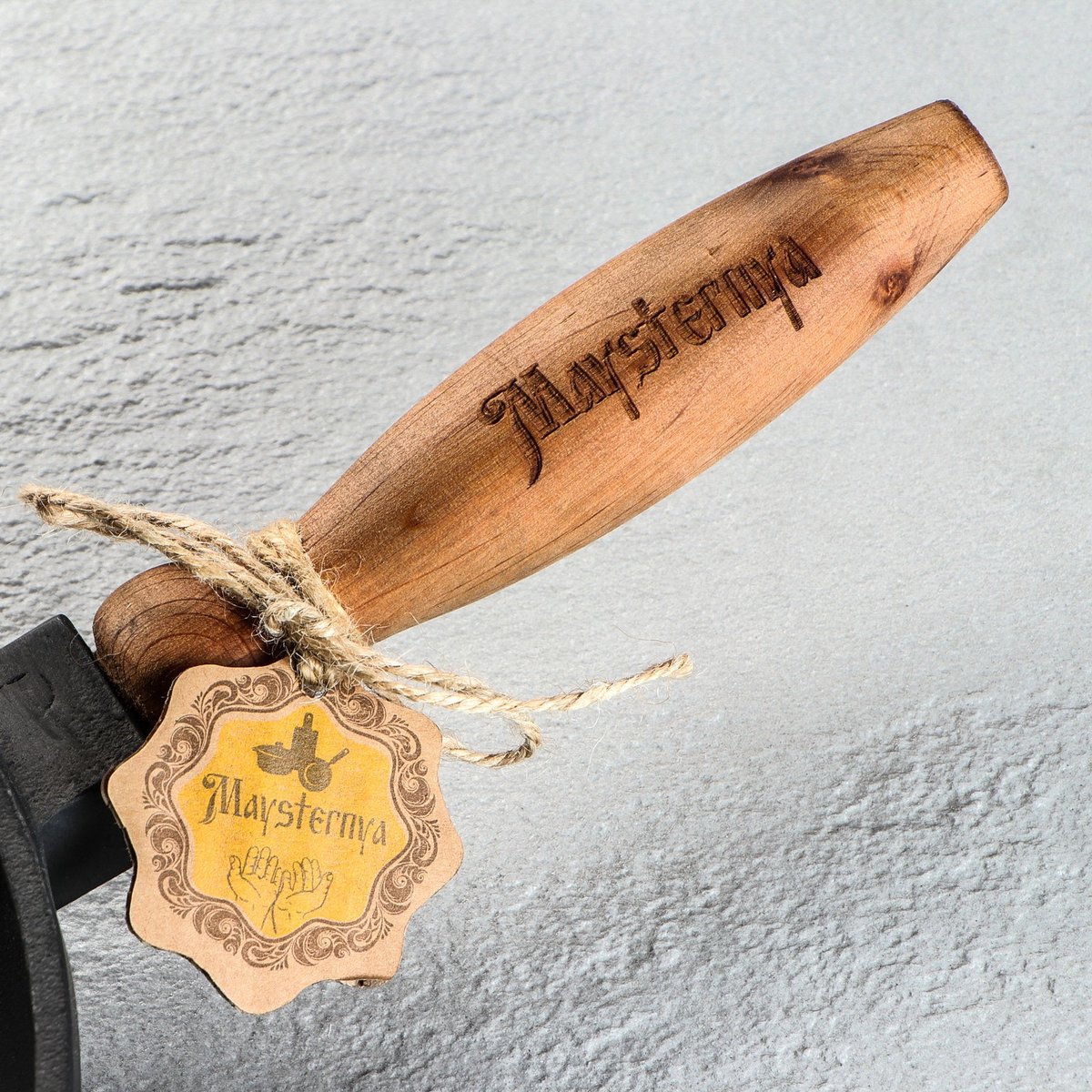 Ghisa a ghisa con manico in legno - Ø 24 x 4 cm - padella in ghisa per tutte le fonti di calore - nero