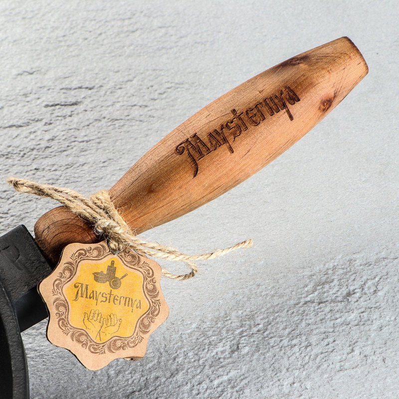 Ghisa a ghisa con manico in legno - Ø 24 x 4 cm - padella in ghisa per tutte le fonti di calore - nero