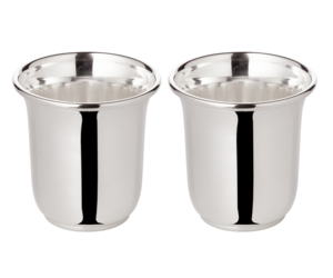 Set of 2 shot cups Cuno (height 5 cm, 4 cl), heavy silver plated, shot glass