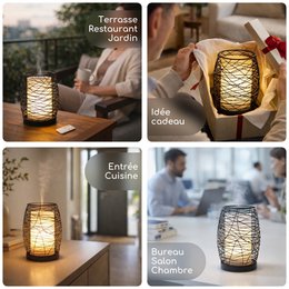 Ultrasonic Diffuser – Volupsia – in Glass and Metal with Remote Control – Simple to Use – Sober Design – Candlelight Lighting