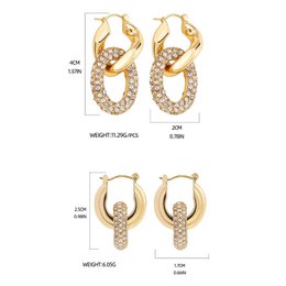 Boucles d'oreilles Punk cercle pendentif brillant strass en acier inoxydable, boucles d'oreilles pendantes ovales rondes antirouille, bijoux Huggie de fête en Zircon, nouveau