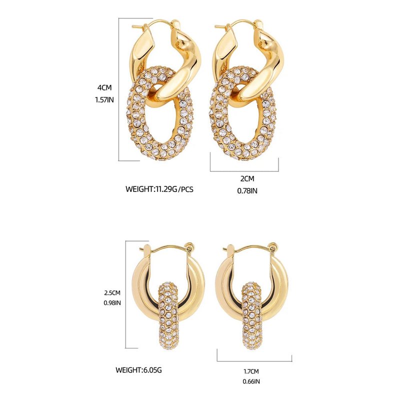Boucles d'oreilles Punk cercle pendentif brillant strass en acier inoxydable, boucles d'oreilles pendantes ovales rondes antirouille, bijoux Huggie de fête en Zircon, nouveau