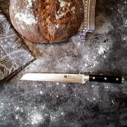 IZUMI ICHIAGO Nóż do chleba (japoński krój - dwustronny) Profesjonalne noże szefa kuchni wykonane z japońskiej stali nierdzewnej o wysokiej zawartości węgla