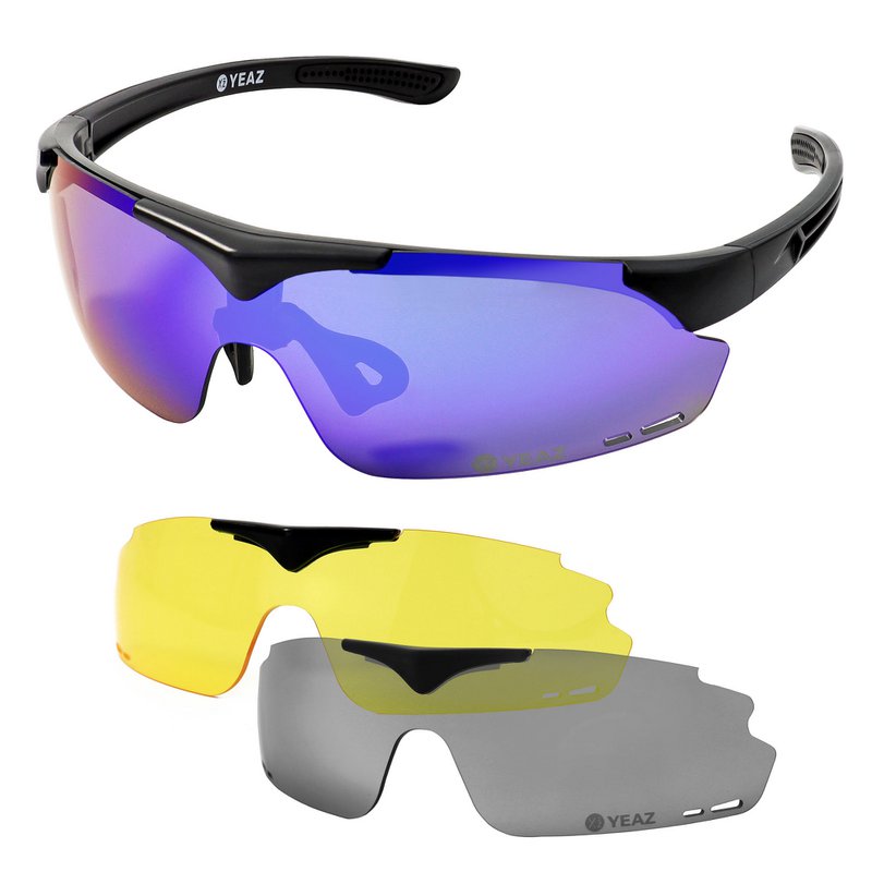SUNUP Set Magnet-Sport-Sonnenbrille Matt schwarz /  Full Revo Blue
