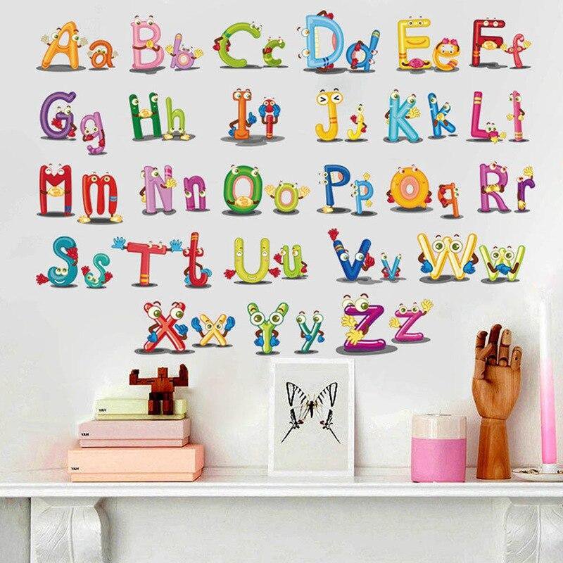 Kleurrijke en grappige stickers van alfabetletters