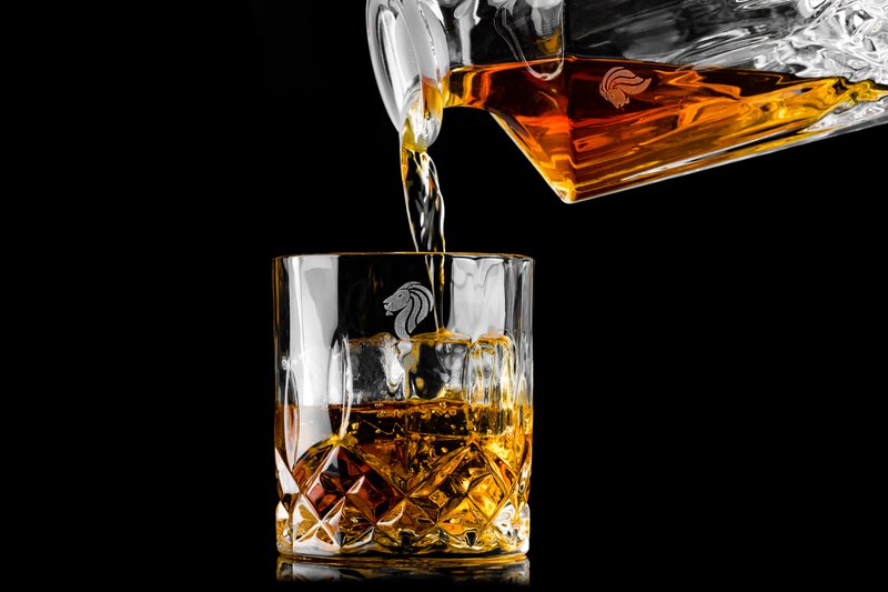 Vintage whiskyglas i gaveæske
