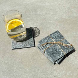 Untersetzer | Gemeißelter Schiefer 4er-Set | 10x10cm