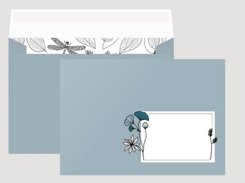 Envelop 102 blauw met patroon erin