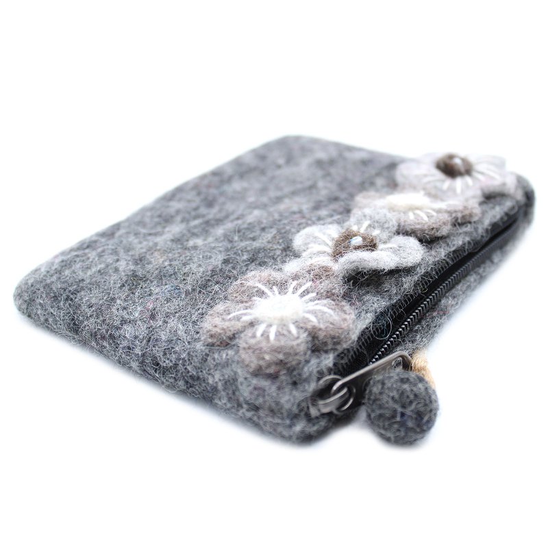 Natural Felt Purse (surt) - Four Flowers