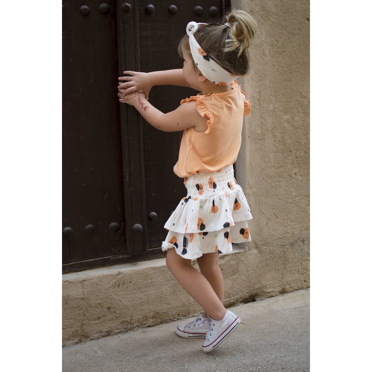 Summer skirt print peach
