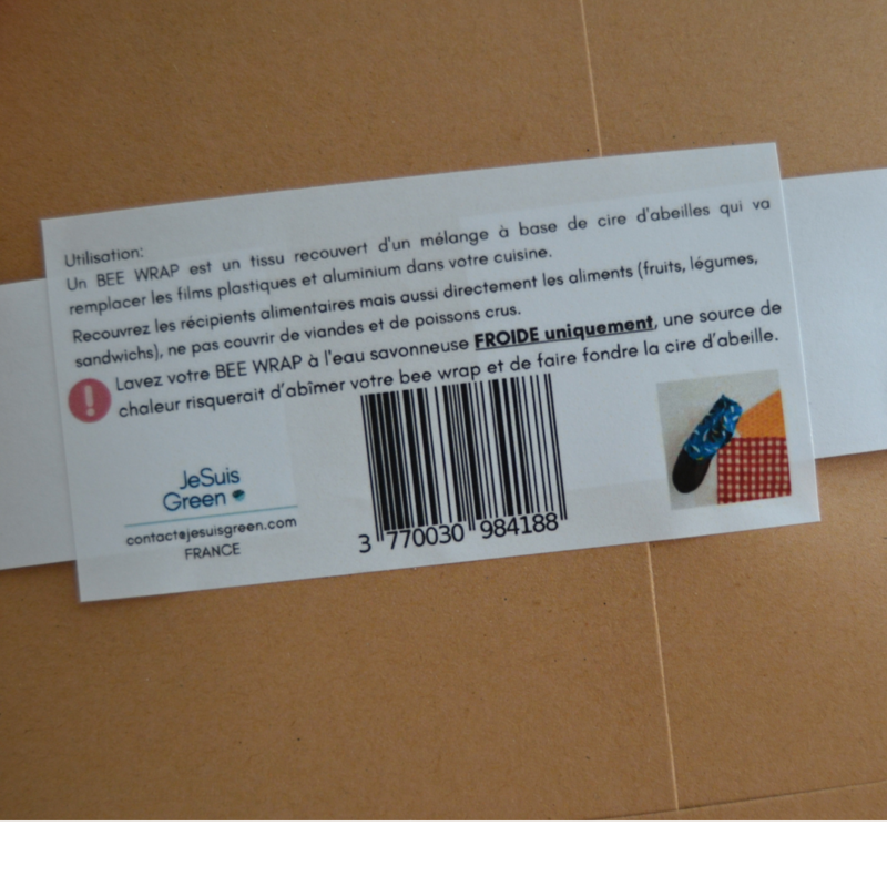 Bee Wrap Emballage réutilisable et zéro déchet 3 tailles trio S ( 20cm*20) cm  M (22*29cm) , L (30 cm *30cm)