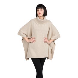 JULIETTE - Poncho largo con cuello alto de mezcla de cachemira