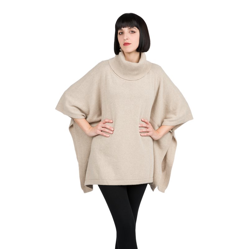 JULIETTE - Poncho largo con cuello alto de mezcla de cachemira
