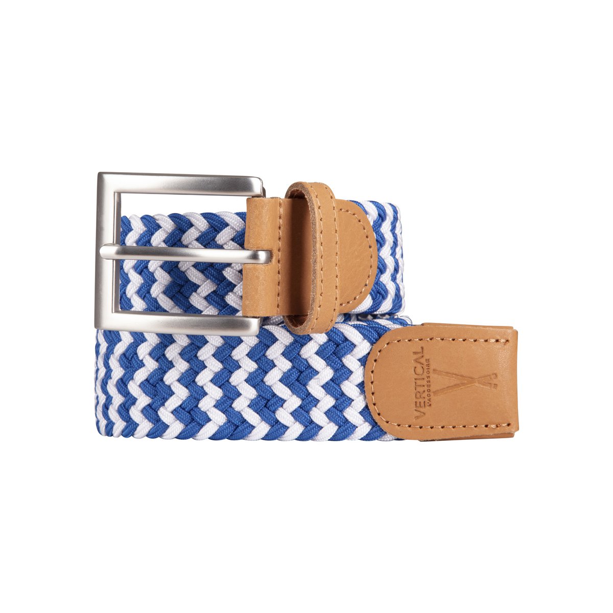 Blauw witte elastische gevlochten riem