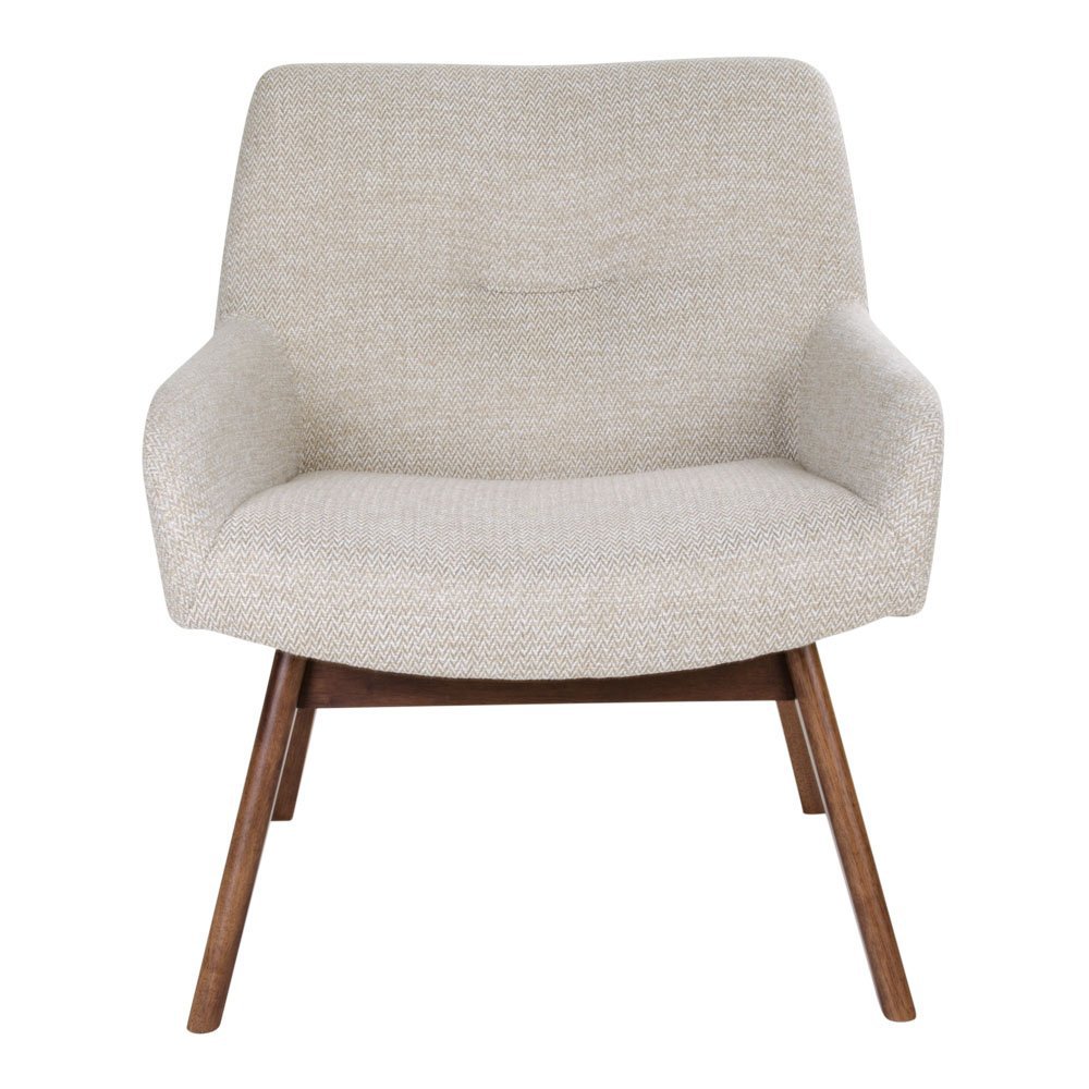 London Lounge Chair - Stof, Walnoothout, Zand - 65x63x73 cm