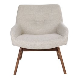 Poltrona lounge London - Tessuto, Legno di noce, Sabbia - 65x63x73 cm