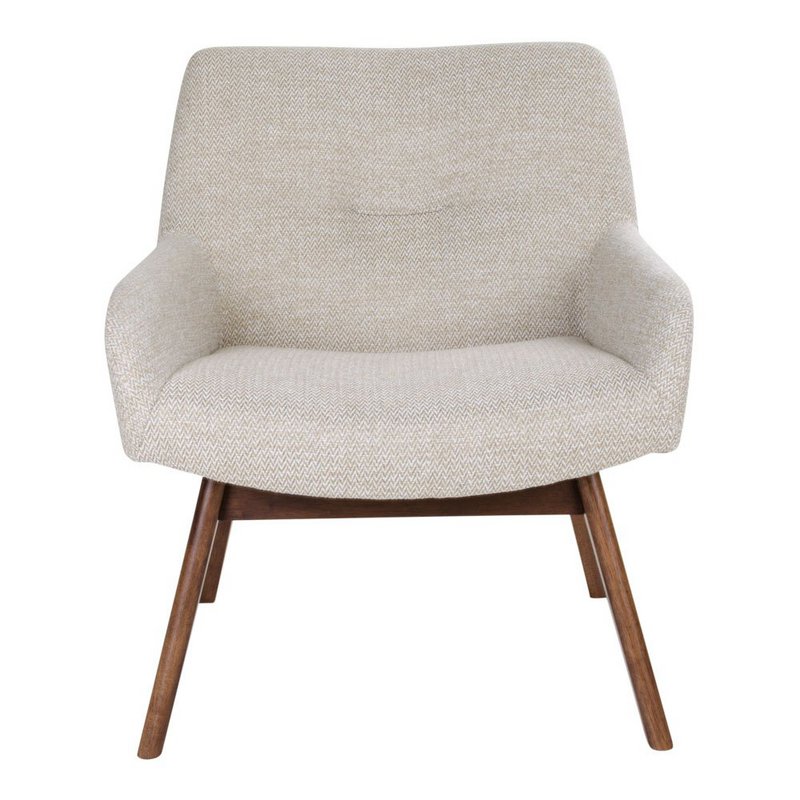 Poltrona lounge London - Tessuto, Legno di noce, Sabbia - 65x63x73 cm