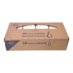 EDZARD 16 Stück WENZEL Maxilights Maxi-Teelichter, weiß, transparente Kunststoffhülle, ø 54 mm, ohne Duft