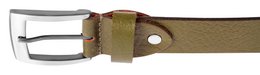 Leonardo Verrelli Echtleder Gürtel, dunkelgrün, kürzbar, 130 cm