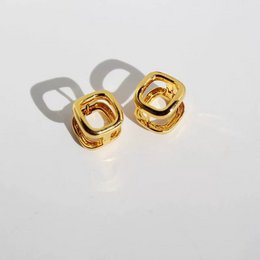 Modern Square Huggie Stud Earrings