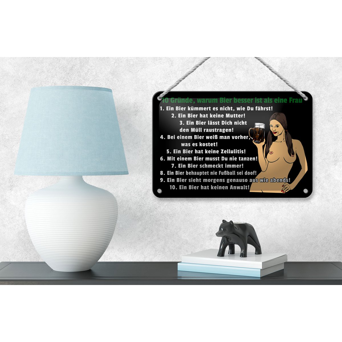 Tin sign Pinup 18x12cm 10 reasons beer is better than woman decoration