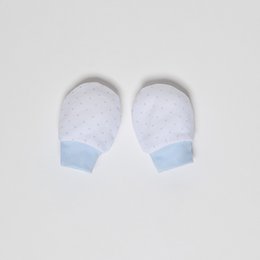 SET 4 STUKS (MUTS+HANDSCHOENEN+SLABBER+SOKKEN) VOOR NIEUWBORGEN (0-6 MAANDEN) - 100% KATOEN - MOD. BLAUW