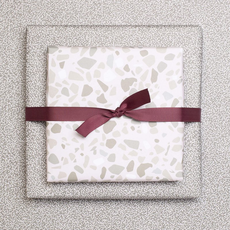 Pink wrapping paper with terrazzo pattern, packing gifts in boho style, packing gifts for women, packing mother's day gift, wrapping paper wedding