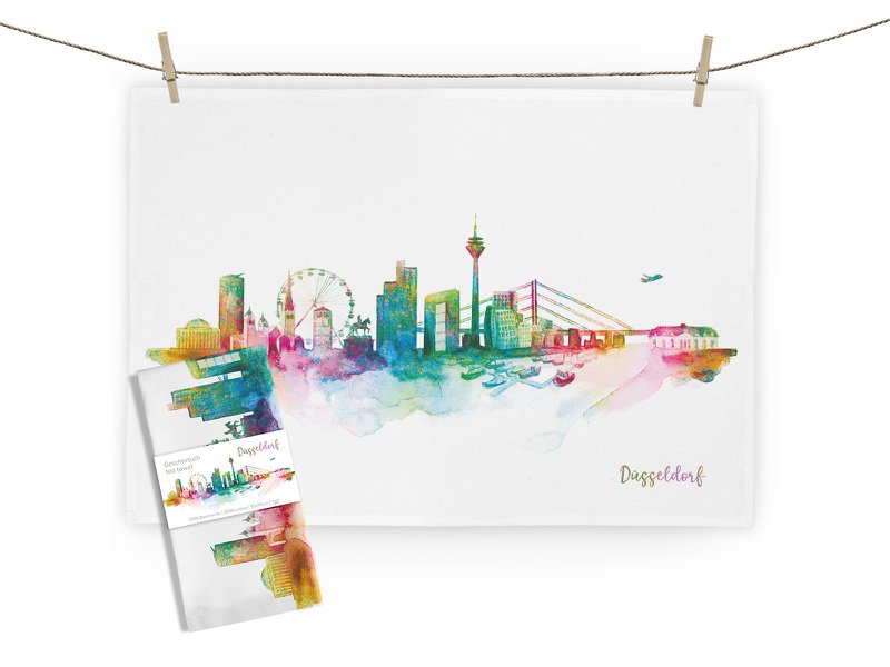 Tea towel Düsseldorf rainbow