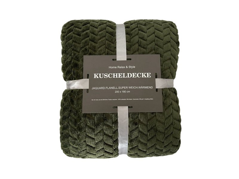 Jacquard Cuddly Techo Olive Olive »XL Flanell Techo residencial 200x180cm» Techo vivo »Calentamiento de techo diario 350 g/m²