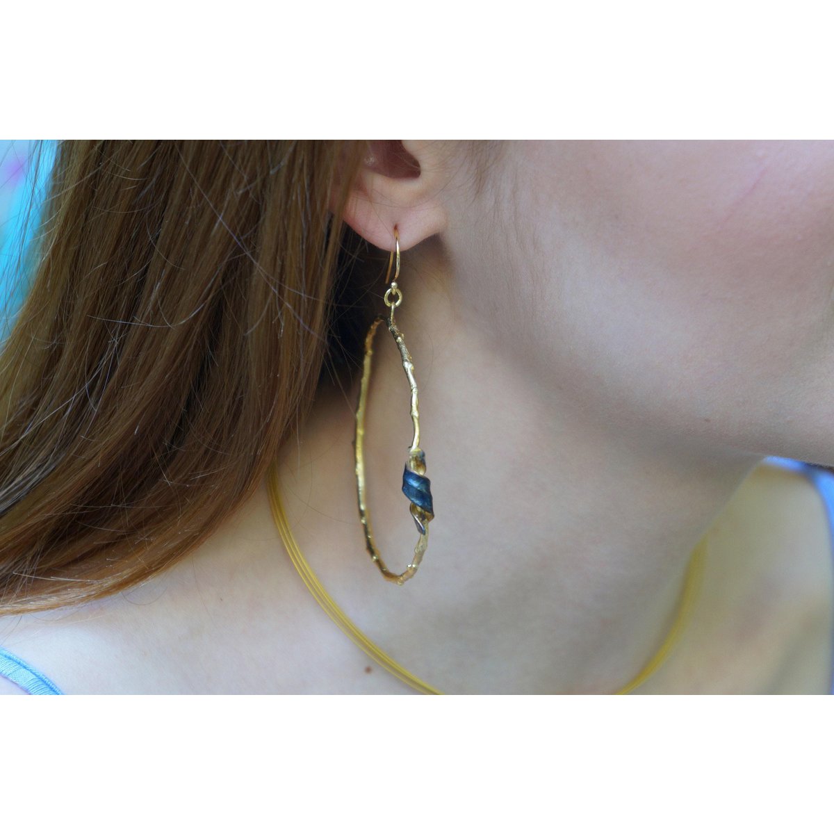 Olive Branch Earrings: Leaf Inspired Hoops (14k Gold Plated Silver)