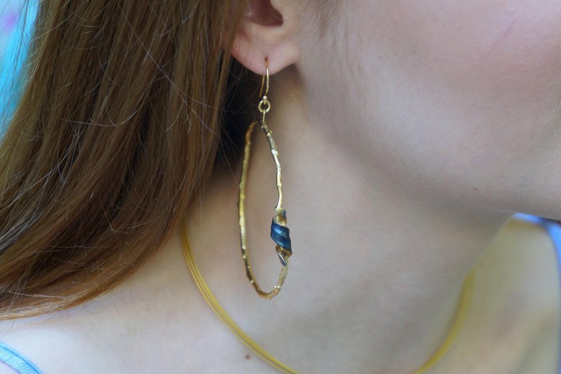 Olive Branch Earrings: Leaf Inspired Hoops (14k Gold Plated Silver)