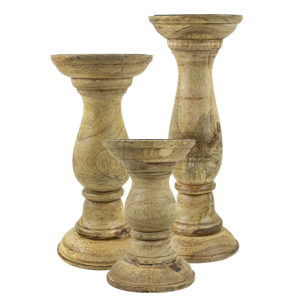 Candlestick round mango wood 15cm