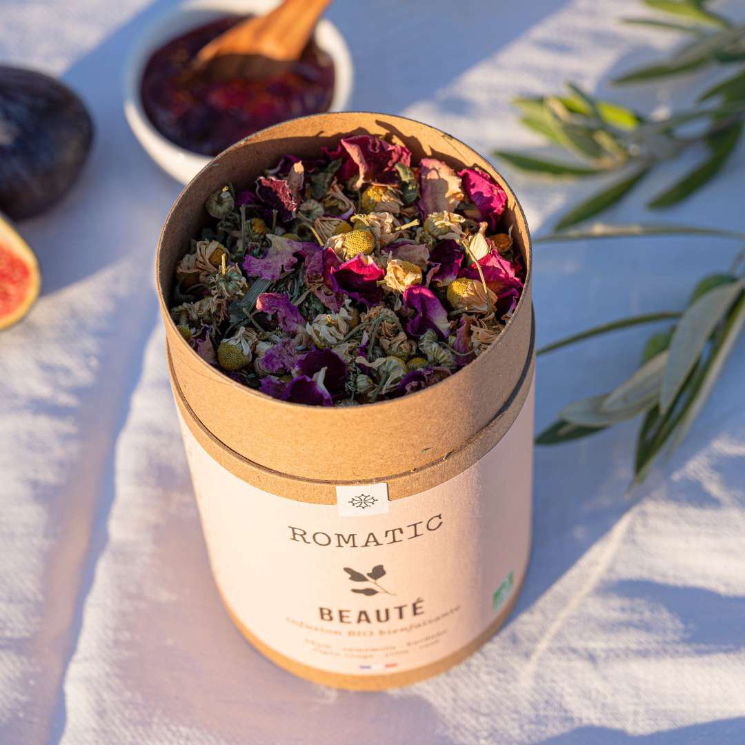 Biologische BEAUTY-infusie 50g - tijm - kamille - klis - rode wijnstok - brandnetel - roos
