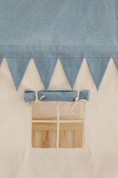 Dosel sobre cama en forma de casita "Jeans", casita para cuna, decoración para habitación de niño, casitas para bebé personalizadas baldaquín