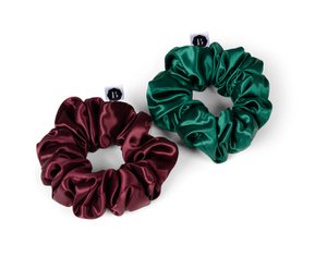 Beauty Pillow® Luxuriöse Haargummis aus Seide – Waldgrün und Rot