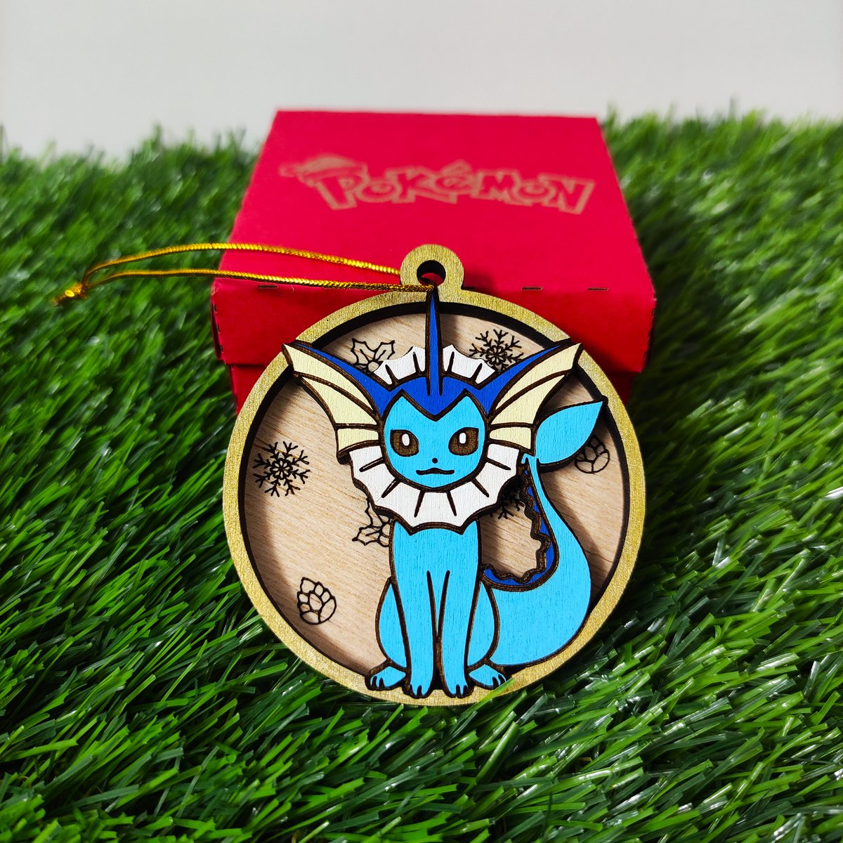 Set aus 9 hölzernen Pokémon-Weihnachtsornamenten, Evoli, buntes Geek-Geschenk, Weihnachtsbaumschmuck, Heimdekoration, umweltfreundliche Weihnachtsdekoration