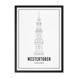  Poster featuring the iconic Westertoren tower in Amsterdam, available in multiple sizes.