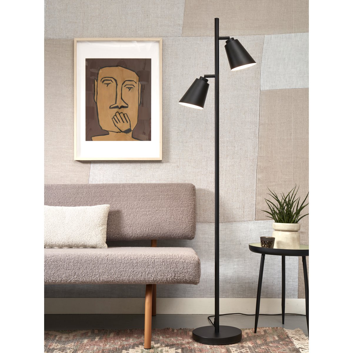 Vloerlampe Bremen 2-kap, sort