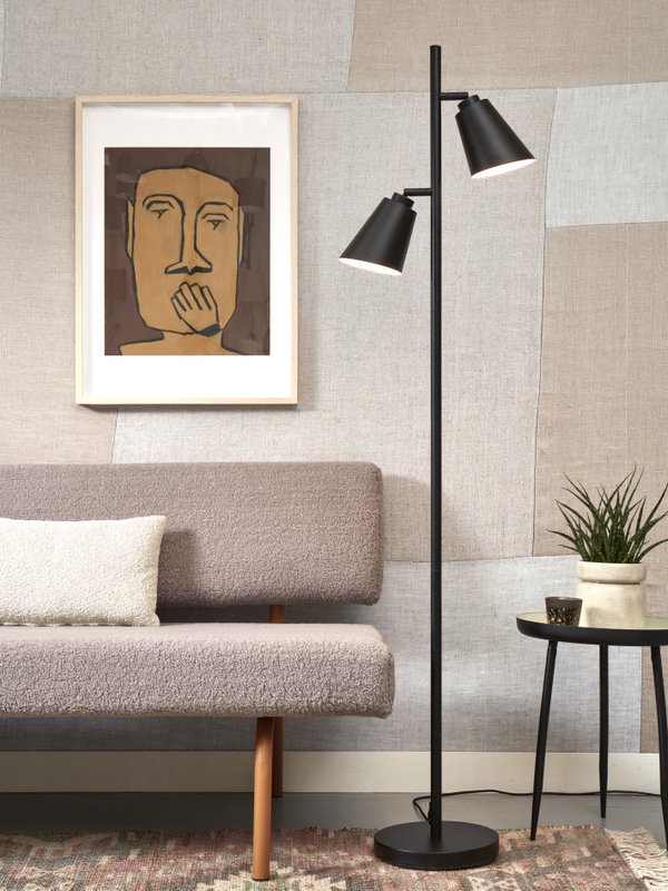 Vloerlamp Bremen 2-kap, zwart