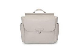  A gray maternity bag with a changing mat, suitable for carrying essentials for a newborn baby.