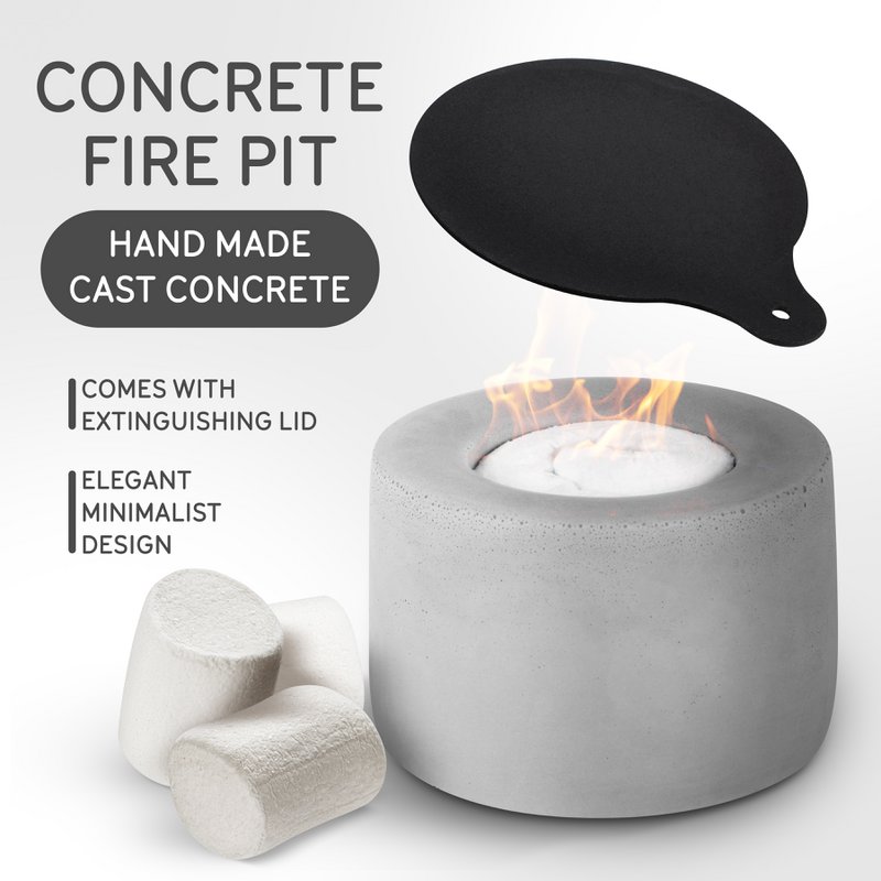 Tischfeuer aus Beton - Stilvoll und Robust | Outdoor und Indoor | Modernes Design