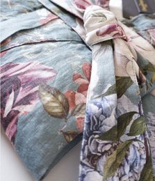 Lniany szlafrok kimono Garden Emerald