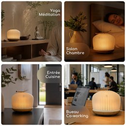 Diffusore olio essenziale di origine - Diffusore ad ultrasuoni per l'aromaterapia e fragranze della camera - in vetro e legno FSC - Idea regalo