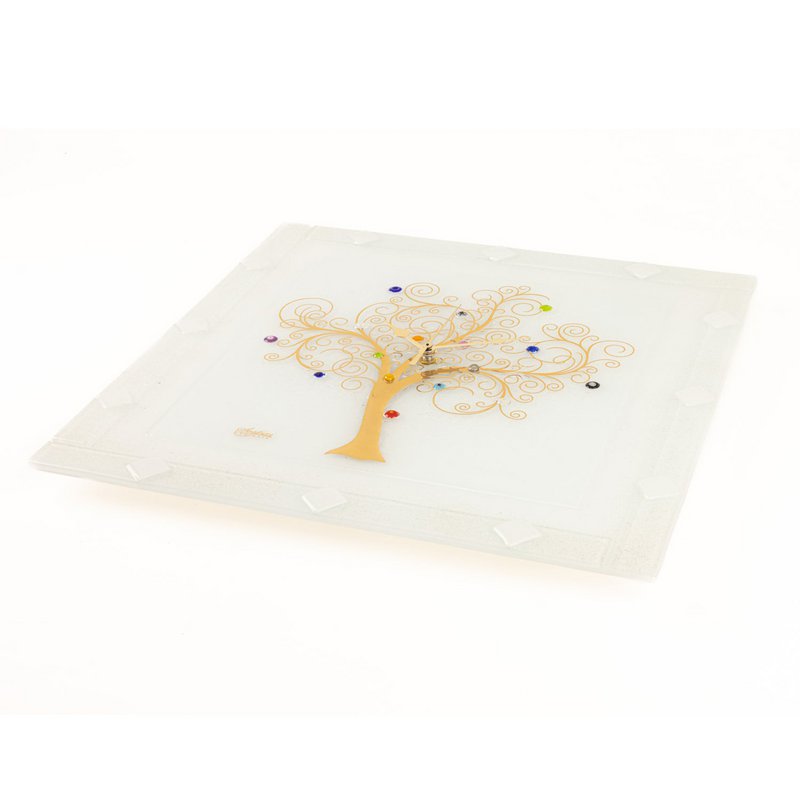 Square wall watch in Murano glass, favor gift idea, golden gold decoration