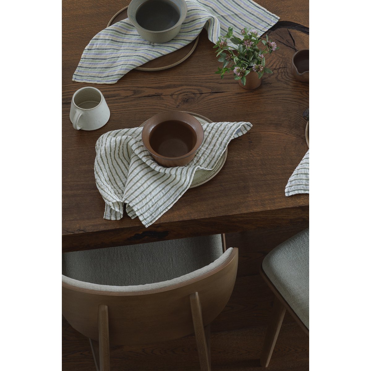 Servetten Lila strepen (set van 2 stuks) / 100% linnen