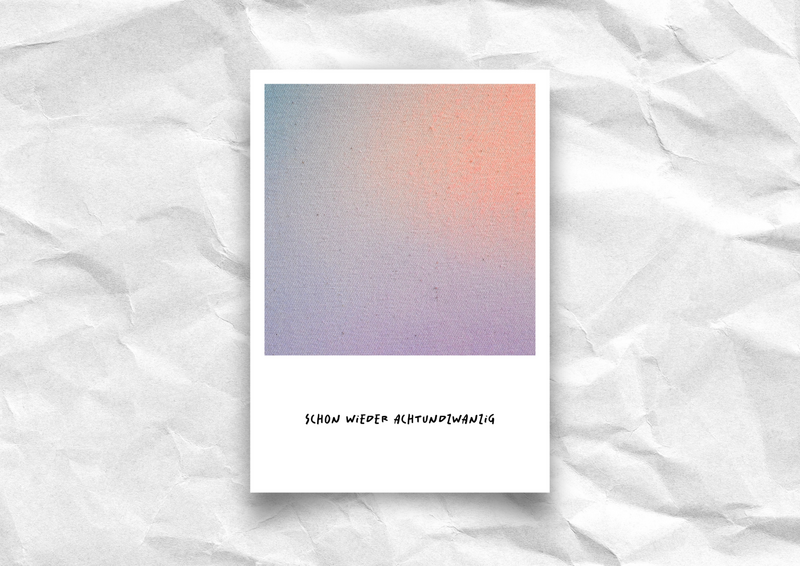 Verjaardagskaart "Achtentwintig opnieuw" - Polaroid-ontwerp, gerecycled papier A6